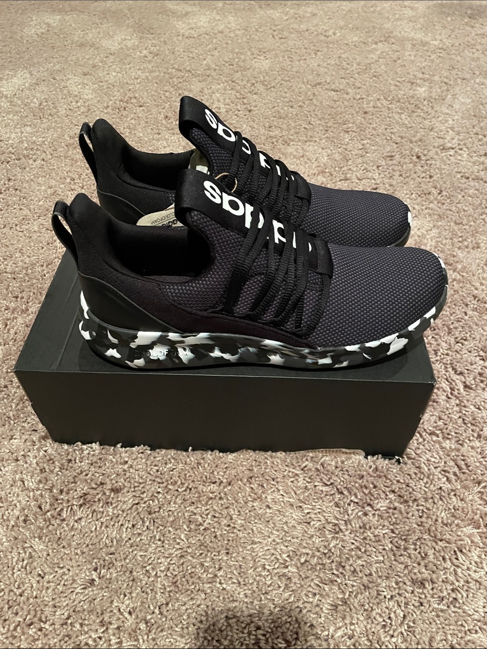 NWT Adidas Lite Racer Adapt 7.0 Black Knit Sneakers size 11